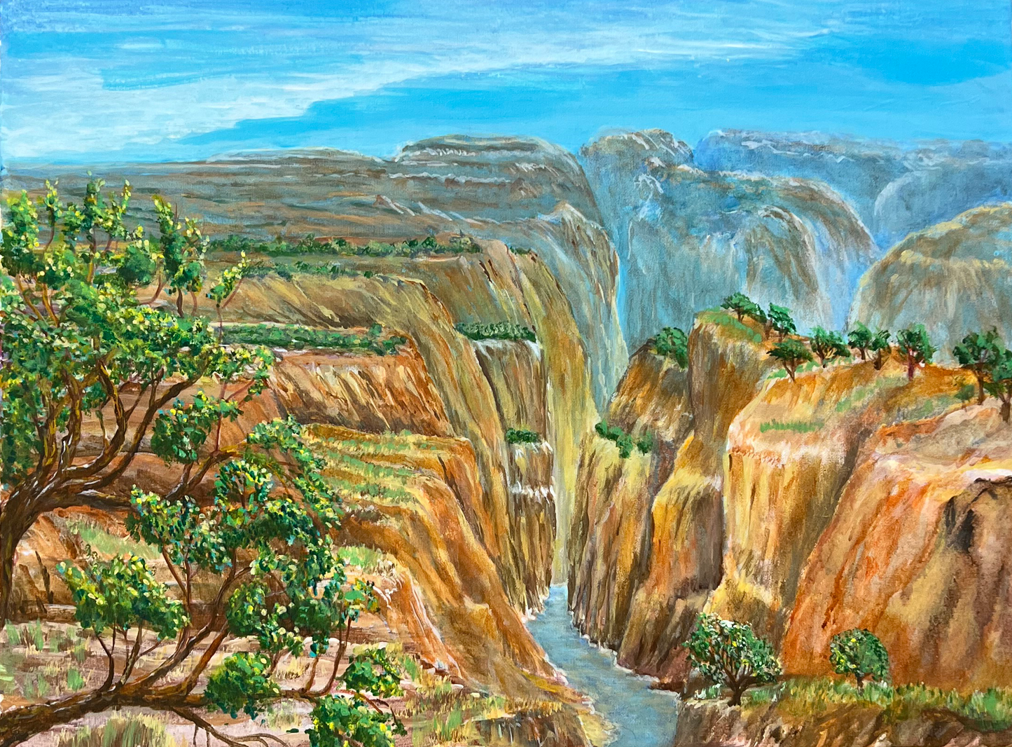 ACRYLICS PAINTING - OVER THE CANYON