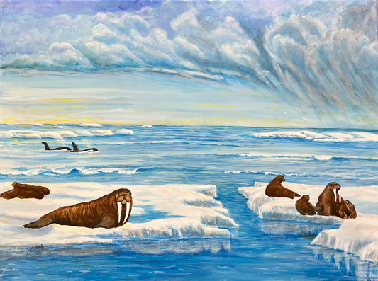 ACRYLICS PAINTING - WALRUS & ORCAS